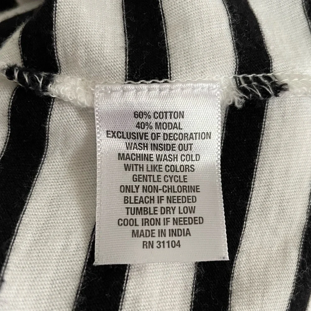 Crown & Ivy Black & White Striped Puff Shoulder Long Sleeve Turtleneck Size 2X